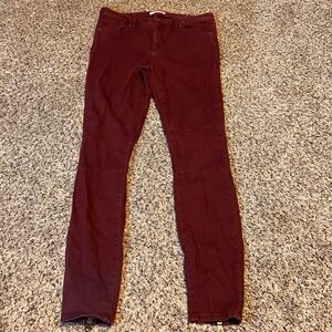 LOFT Burgundy Skinny Leggings Zipper‎ Ankle Pants Women Size 6 28x29